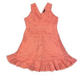 Boston Proper Coral peplum preppy Lace Dress Woman’s 14